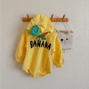 Yellow Banana Hooded Baby Onesie